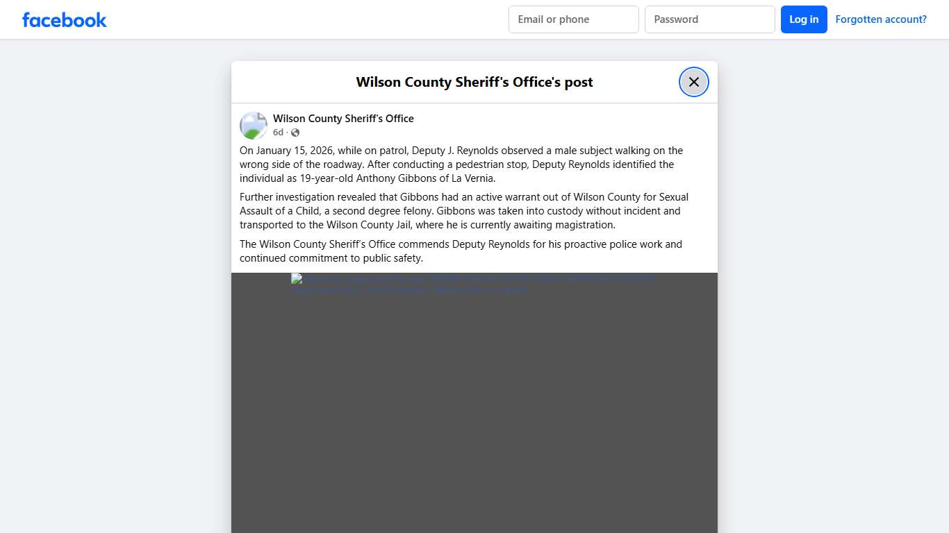 On January 15, 2026,... - Wilson County Sheriff's Office | Facebook